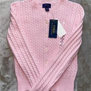 Polo by Ralph Lauren Light Pink Cable Knit Cardigan